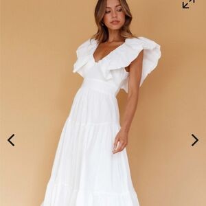 The Vintage Shop Elegant White Ruffle Maxi Dress